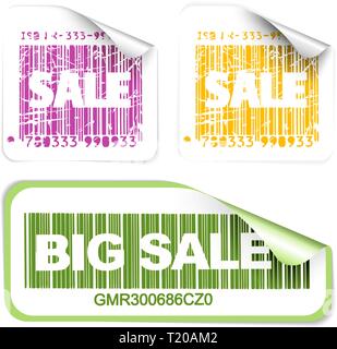 Set of fresh sale labels with bar codes (vivid colors) - see my portfolio for more labels Stock Vector