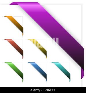 Set of Empty colorful corner ribbons - you can write some text on it (sale, new, sold, free, hot, etc) Stock Vector