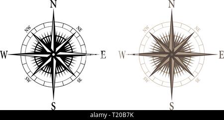 Compass, isolated vector illustration in both black and color versions Stock Vector