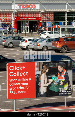 Tesco Click and Collect collecting point at Tesco supermarket superstore Killarney DeerPark shopping centre in Killarney, County Kerry, Ireland Stock Photo