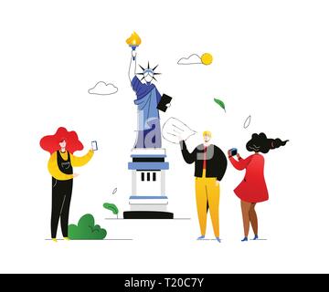 Travel to the USA - colorful flat design style illustration Stock Vector