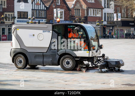 Mechanical road and pavement sweeper at work Stock Photo: 25248712 - Alamy