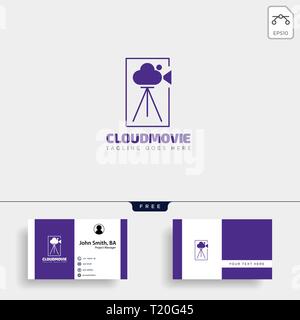 cloud video movie badge simple logo template with black color vector illustration - vector file Stock Vector