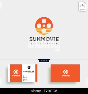 sunrise or sunset movie roll simple logo template vector illustration icon element - vector file Stock Vector