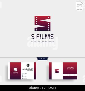 letter S movie cinema film simple logo template vector illustration icon element isolated Stock Vector