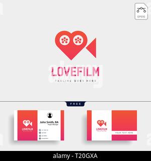 love movie heart cinema film creative simple logo template vector illustration icon element isolated - vector Stock Vector