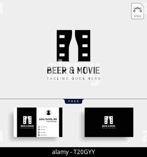 beer glass movie wine cinema simple creative badge logo template vector illustration icon element isolated - vector file Stock Vector