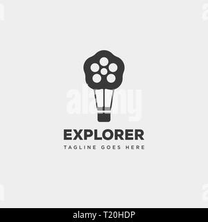 air balloon movie cinema film roll simple logo template vector illustration icon element isolated - vector Stock Vector