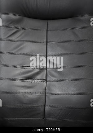 Black torn leather texture with stripes, surface background Stock Photo