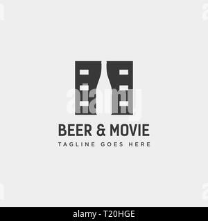 beer glass movie wine cinema simple creative badge logo template vector illustration icon element isolated - vector file Stock Vector