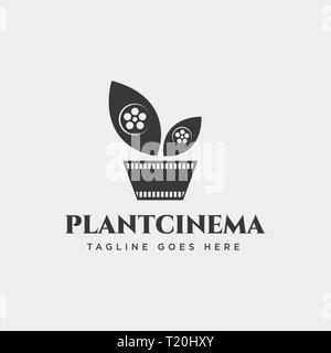 plant nature cinema movie simple logo template vector illustration icon element - vector file Stock Vector