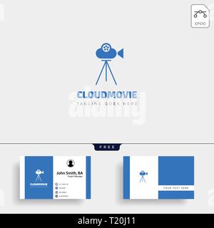 cloud video movie badge simple logo template with black color vector illustration - vector file Stock Vector