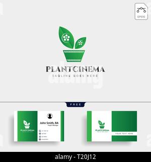 plant nature cinema movie simple logo template vector illustration icon element - vector file Stock Vector