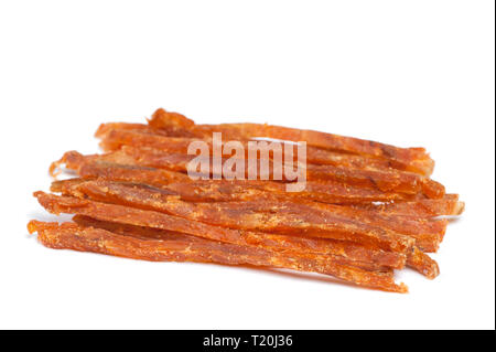 Dried salted fish sticks isolated on white Stock Photo