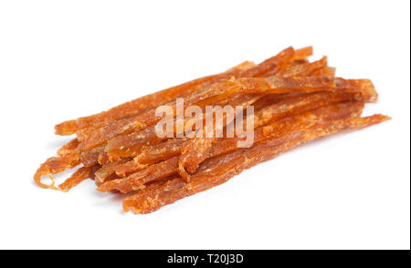 Dried salted fish sticks isolated on white Stock Photo