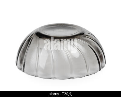 Empty black transparent bowl isolated on white background Stock Photo