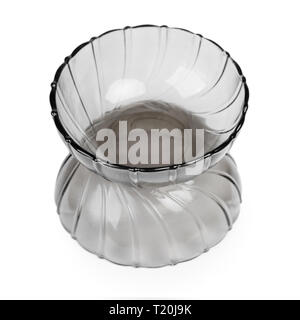 Empty black transparent bowls isolated on white background Stock Photo