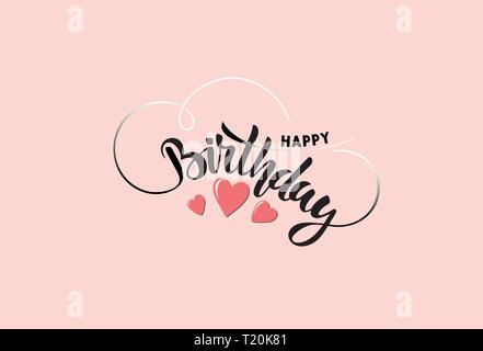 Happy birthday. Vector illustration with handwritten phrase. Congratulation. Lettering. Greeting card on a transparent background. Stock Vector