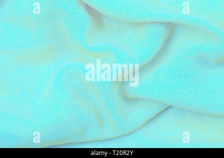 close up crumpled blue cotton fabric background Stock Photo