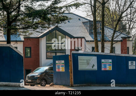 Small scale development of new flats being built on the site of a demolished large old house in Bromley, South London. Stock Photo