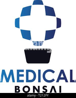 medical bonsai abstract logo design template Stock Vector