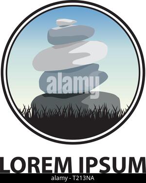 Zen Stones and blue sky, vector graphic design element Stock Vector