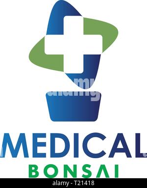 medical bonsai abstract logo design template Stock Vector