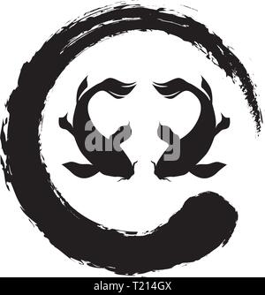 Koi Fishes Logo. Luck, prosperity and good fortune. Stock Vector