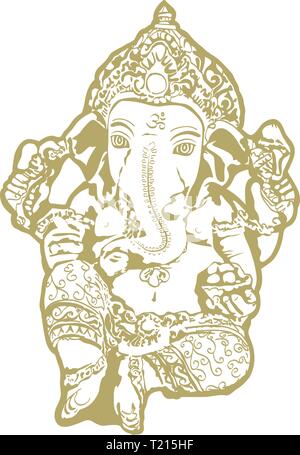 Elephant headed hindu god ganesha holding flower radiating light with