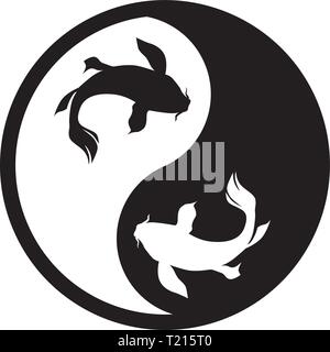 Black And White Yin Yang Logo. Gender Signs. Fish Stock Vector