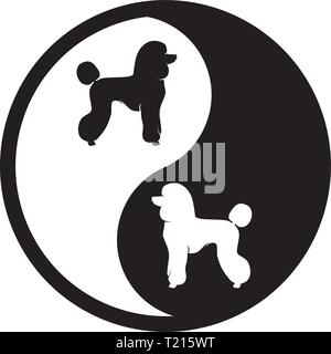 Yin Yang Concept - Two Dogs - Black And White Logo Stock Vector