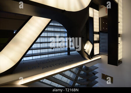 Ceiling with Artificial Lighting in the MAXXI Art Gallery or Art Museum, National Museum of 21st-Century Arts, Rome designed by Zaha Hadid in 2010 Stock Photo