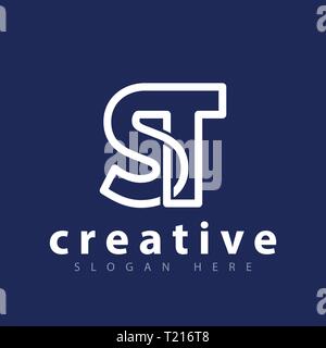 S T letter linked logo design vector template Stock Vector