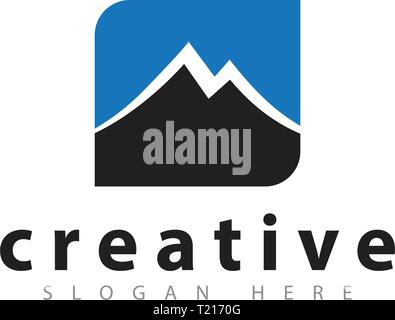 mount in square logo design template Stock Vector