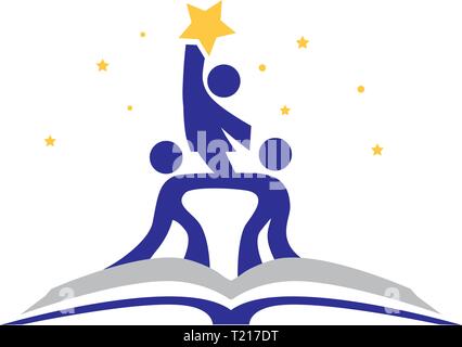 Book, Kids and Stars, logo icon Stock Vector