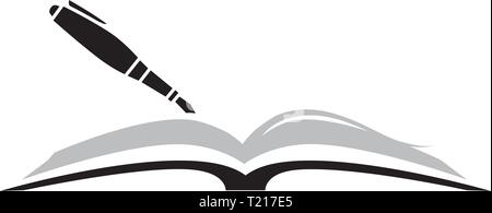 notebook and pen, logo icon Stock Vector