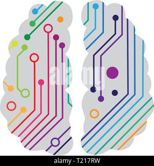 colorful digital brain Stock Vector