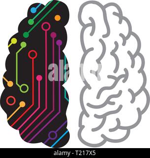 colorful digital brain Stock Vector