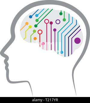 colorful digital brain Stock Vector
