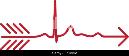 red heart line Stock Vector
