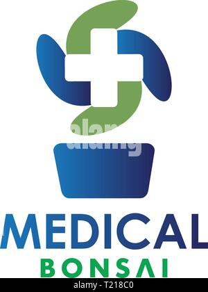medical bonsai abstract logo design template Stock Vector