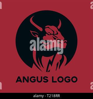 Vector image of a bull head with big horns. Logo with the head of a bull. Stock Vector