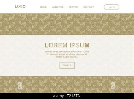 gold leafs, minimalism illustrative landing page Stock Vector