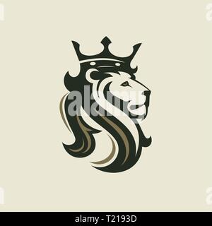 The head of a lion with a royal crown. Vector illustration or template for business Stock Vector