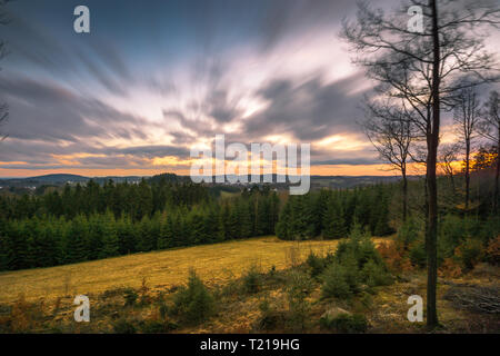long exposure cloudscape over the Sauerland Stock Photo