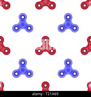 Fidget Finger Spinner Seamless Pattern. Modern Stress Relieving Toy Stock Vector