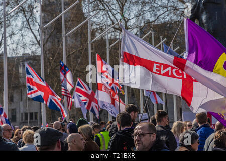 Westminster, London, UK. 29th Mar 2019. The march to leave the EU by Brexit supporters, took place at Parliament Square in Westminster, on Friday 29 March 2019. Credit: chrispictures/Alamy Live News