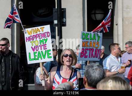 London, UK. 29th Mar, 2019. BREXIT Protests on the day the UK was due to leave Europe, in Central London, England on 29 March 2019. Photo by Andy Rowland. Credit: Andrew Rowland/Alamy Live News