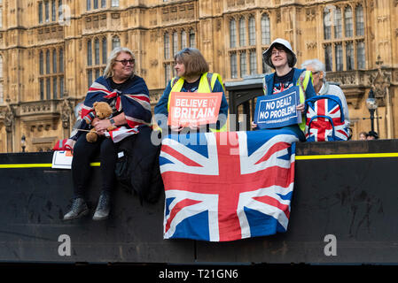 Westminster, London, UK. Demonstrations took place by Brexiteers protesting against the UK government's inability to follow through with leaving the European Union despite the referendum result. On the day that a Brexit motion took place in Parliament large numbers of people gathered outside to make their point heard Stock Photo