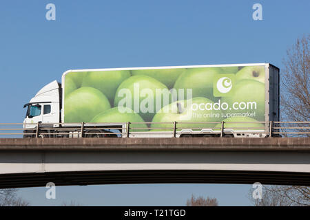 Ocado truck travelling on the road network in the Midlands. Stock Photo